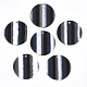 樹脂チャーム  フラットラウンド  縞模様  ミックスカラー  30x1.5~2mm  穴：2mm RESI-T022-07-2