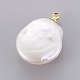 Colgantes naturales de perlas cultivadas de agua dulce PEAR-L025-01G-3