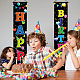 SUPERDANT 3 Pcs/Set Happy Birthday Banner Door Hanging Cake Balloon Banner Flag Hanging Decorations Couplet Sign Set for Birthday Party Birthday Decoration 180x30 cm HJEW-WH0023-030-5