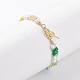 Bracelet en perles de coquillage et fleur de verre tressée BJEW-TA00087-8