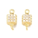 Brass Micro Pave Clear Cubic Zirconia Connector Charms KK-P228-68G-2