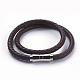 Two Loops Braided Leather Cord Wrap Bracelets BJEW-F291-16P-1