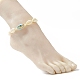 Narural Cowrie Shell Braided Bead Anklet for Women AJEW-AN00527-03-3