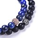 Ensembles de bracelets extensibles en perles d'agate noire naturelle (teintes) et en pierres précieuses BJEW-JB04297-3