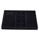 多機能木製ジュエリーディスプレイ  ペセデーションボックス  積み重ね可能なジュエリーディスプレイトレイ  ベルベットで覆われた  長方形  ブラック  34.5x24x3.2cm ODIS-WH0002-02-1