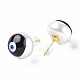 Natural Shell Evil Eye Stud Earrings with Enamel EJEW-G334-06H-2