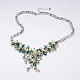 Flower Faceted Glass and Pearl Bib Necklaces X-NJEW-N0014-51-1
