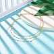 Round Plastic Pearl Beaded Triple Layer Necklace NJEW-JN03833-2