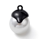 ハロウィンスプレー塗装合金ペンダント  プラスチック真珠  ゴーストチャーム  ブラック  22x16x19mm  穴：2mm PALLOY-R139-02A-02-2