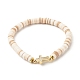 Bracelet extensible en perles heishi en pâte polymère pour femme BJEW-JB07207-04-1