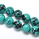 Rondes perles synthétiques turquoise brins G-N0139-03-14mm-1