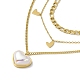 Collier triple couche de breloques de coeur de perle en plastique NJEW-F298-03G-1