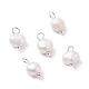 Breloques de perles de culture d'eau douce naturelles X-PALLOY-JF01099-03-1