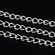 Iron Twisted Chains, Curb Chains, Unwelded, with Spool,  Silver Color Plated, 5x3.5x0.8mm, about 328.08 Feet(100m)/roll