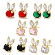 Rack Plating Real 18K Gold Plated Brass Rabbit Stud Earrings EJEW-B034-12G-1
