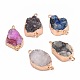 Golden Plated Dyed Natural Druzy Agate Links connectors with Iron Findings G-R275-276-1