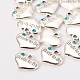 Charms de corazón de estilo tibetano de tono plata antigua para el tema de boda TIBEP-N005-10C-2