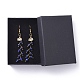 Boucles d'oreilles avec pendentif en lapis-lazuli naturel EJEW-JE03634-03-3