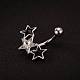 Joyería piercing anillo de ombligo de estrella de rhinestone de latón chapado en platino real anillos de vientre AJEW-EE0001-55-3