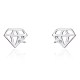 925スターリングシルバースタンドピアス  キュービックジルコニア付き  中空  ダイヤモンド  透明  プラチナ EJEW-BB39825-B-1