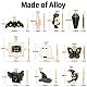 20個10スタイルアロイエナメルペンダント  頭蓋骨と骸骨のあるコウモリと猫の本  ハロウィン用  ライトゴールド  ブラック  21~27x10~27x1~3mm  穴：2mm  2個/スタイル ENAM-CJ0004-33-2