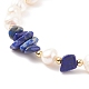 Bracelet en perles de lapis-lazuli naturel et perles avec breloques éclair en émail BJEW-JB08332-11-6