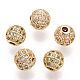 Gestell Messing Zirkonia Perlen, langlebig plattiert, Runde, golden, 8x7 mm, Bohrung: 2 mm
