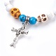 Tibetan Style Alloy Cross Charm Bracelets BJEW-JB03744-04-2