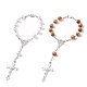 2 pièces 2 bracelets de chapelet de perles de prière religieuse de style, vierge marie crucifix croix longs bracelets à breloques en alliage avec perles en plastique et perles de bois pour pâques, couleur mixte, 7-3/8~7-1/2 pouce (18.7~18.9 cm), 1pc / style