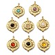 Natural & Synthetic Mixed Stone Flat Round Pendants STAS-K258-36G-1