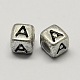 Perline europee in argento antico con foro grande placcato in argento PACR-Q099-01A-1