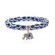 Resin Evil Eye Beaded Stretch Bracelet with Alloy Charm for Men Women BJEW-JB08216-4