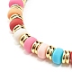 Candy Color Polymer Clay Beads Stretch Bracelet for Girl Women BJEW-JB07190-5