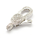 Rack Plating Brass Micro Pave Cubic Zirconia Lobster Claw Clasps ZIRC-I012-11P-RS-1