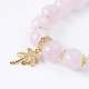 Bracelets stretch avec breloque en quartz rose naturel BJEW-E334-02G-2
