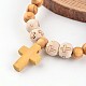 Bois croix bracelets en perles stretch BJEW-JB02220-2