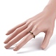 Round Natural Spinel Braided Bead Finger Ring with Glass RJEW-JR00450-05-3