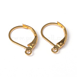 Golden Plated Brass Leverback Earring Findings, with Loop, Lead Free and Cadmium Free, about 10mm wide, 15mm long, Hole: 1mm