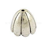 Alliage de style tibétain multi-pétales caps, Sans cadmium & sans nickel & sans plomb, argent antique, 17.5x16mm, Trou: 2mm, diamètre intérieur: 13 mm, environ 125 pcs/1000 g