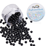 OLYCRAFT 200pcs 8mm Pearl Beads No Hole Makeup Pearl Beads Faux ABS Pearl Beads for Jewelry Making, DIY Crafts, Wedding, Party and Home Decorations - Black