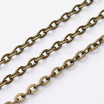 Iron Cable Chains, Unwelded, with Spool, Flat Oval, Cadmium Free & Nickel Free & Lead Free, Antique Bronze Color, 3x2.2x0.6mm, about 32.8 Feet(10m)/roll