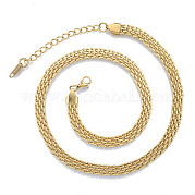 304 Stainless Steel Mesh Chains Necklace for Men Women NJEW-N052-03LG