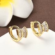 Латунные серьги-кольца из прозрачного кубического циркония EJEW-D323-02G
