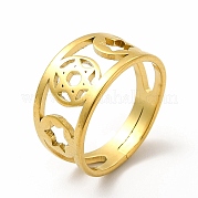Ионное покрытие (ip) 304 регулируемое кольцо из нержавеющей стали со звездой Давида для женщин RJEW-B027-11G