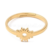 Ion Plating(IP) 304 Stainless Steel Flower Adjustable Ring for Women RJEW-M149-03G