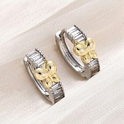 Латунные серьги-кольца из прозрачного кубического циркония EJEW-H158-20B-GP