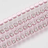 1 YARD 2mm Rhinestones Cup Chain Opal Coral Pink Color With the Same Color  Setting 2mm SS6 Sold by the Yard. 