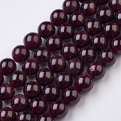 Granate natural hebras, redondo, 8mm, agujero: 1 mm, aproximamente 49 pcs / cadena, 15.1 pulgada (38.5 cm)