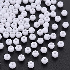 Perline acrilico opaco, tondo, bianco, 4x3mm, Foro: 1.6 mm, circa 15000pcs/500g