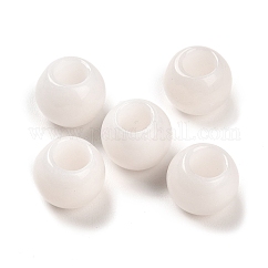 Cuentas de jade blanco natural europeo, Abalorios de grande agujero, redondo, 12x9.5~11mm, agujero: 5~6 mm